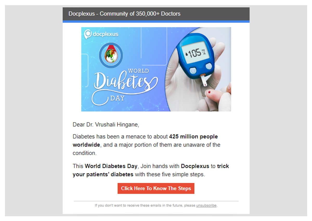 Docplexus Email Campaign - World diabetes Day(Case study)